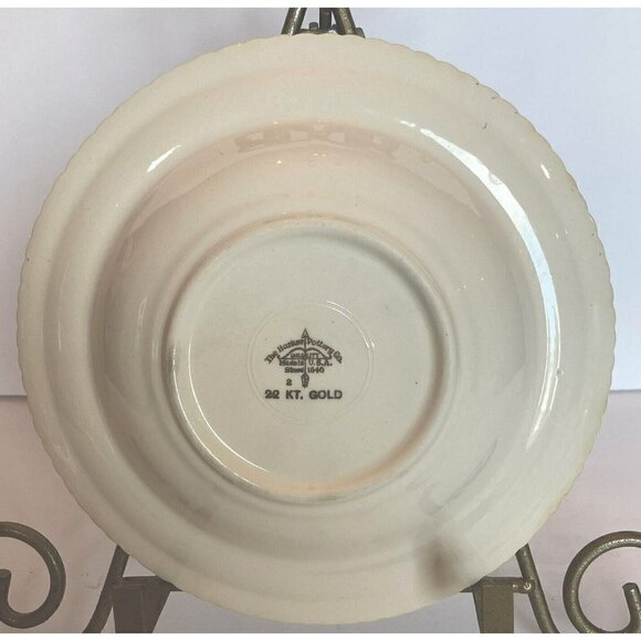 Vintage Wild Rose Harker Pottery Cottage Core 22 kt Gold Rim Soup Bowl 8.5” - Picture 2 of 7